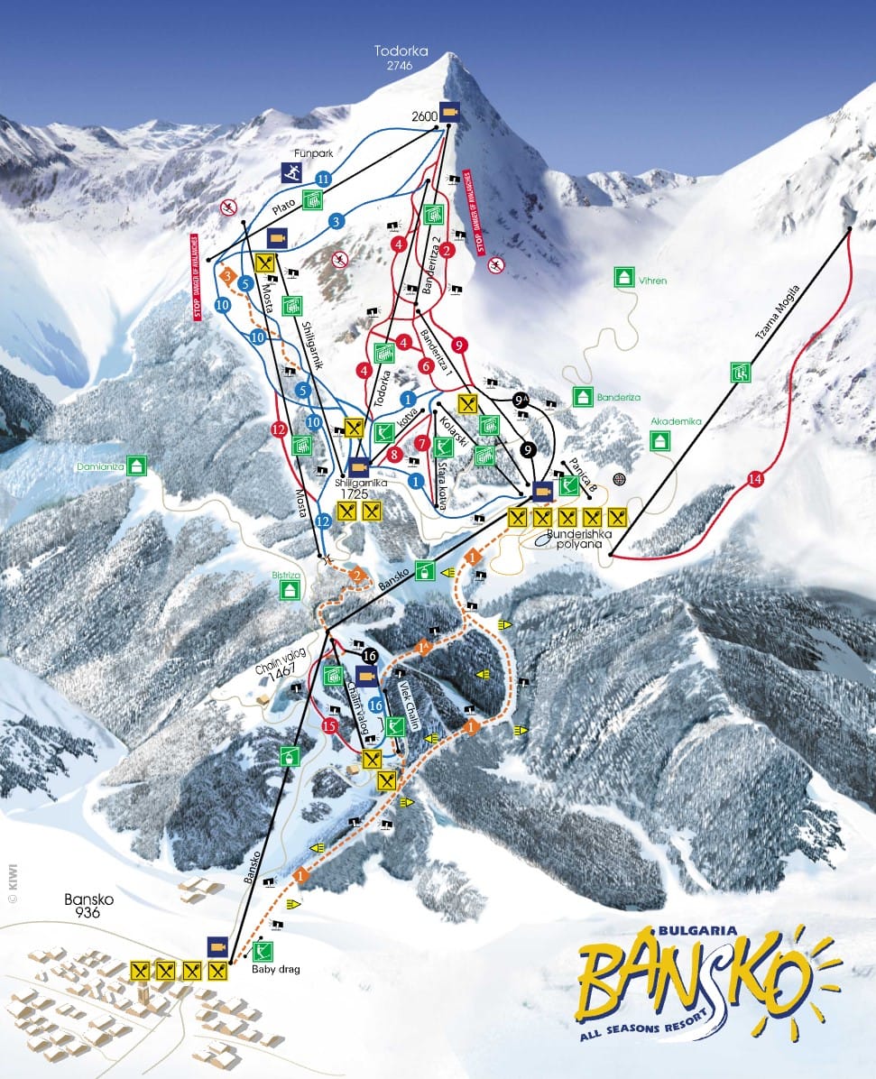 Bansko piste and lift map
